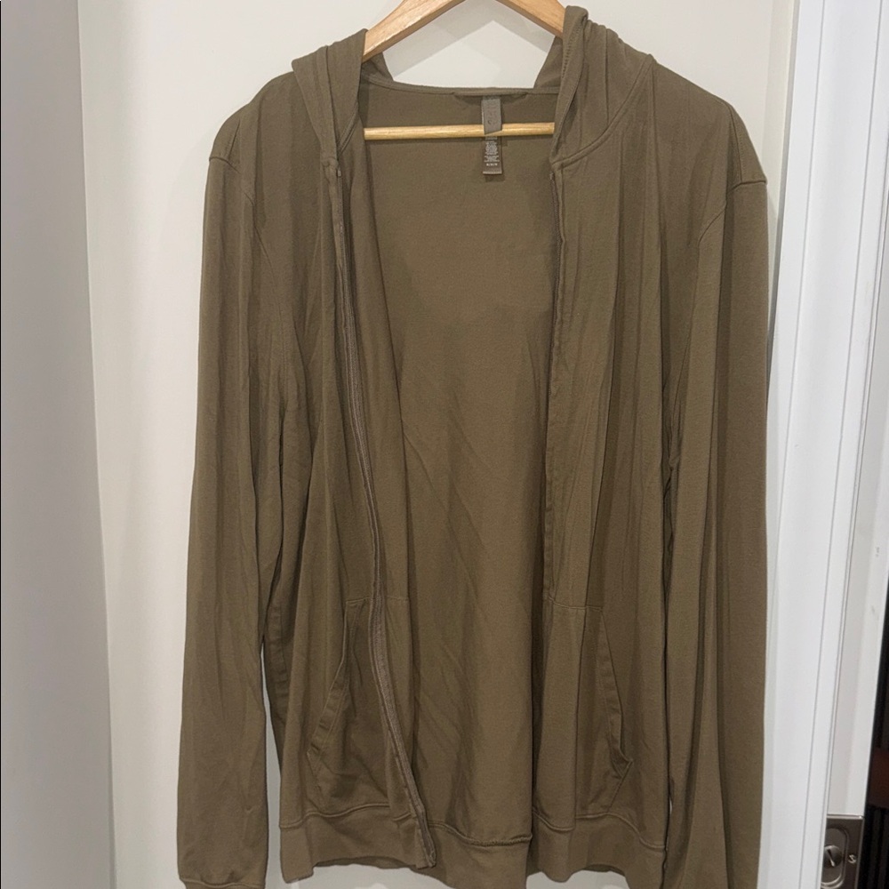 SKIMS Olive Green Zip-Up Hoodie